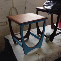 A client  commissioned these set of nested tables to be painted and refinished